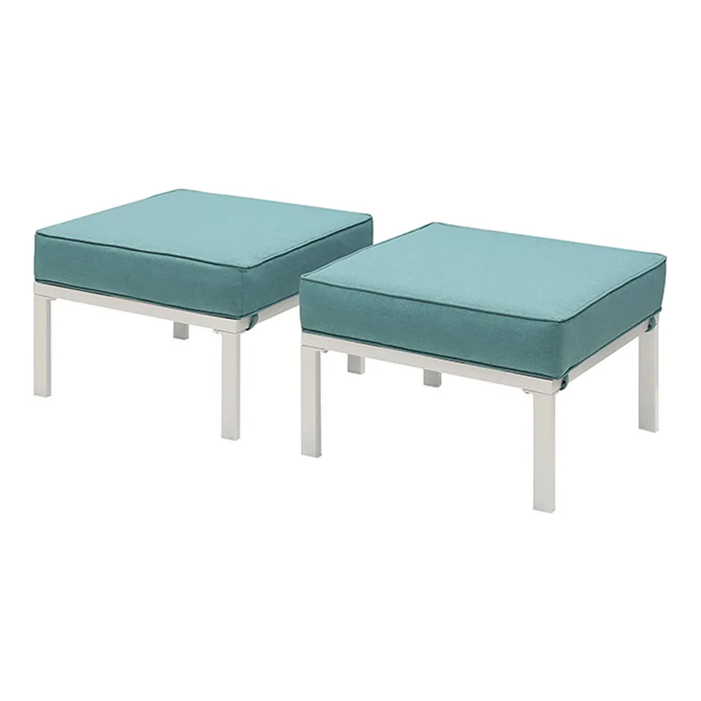 2 Pieces Patio Furniture Outdoor Ottomans, All-Weather Aluminum Outdoor Footstool Footrest