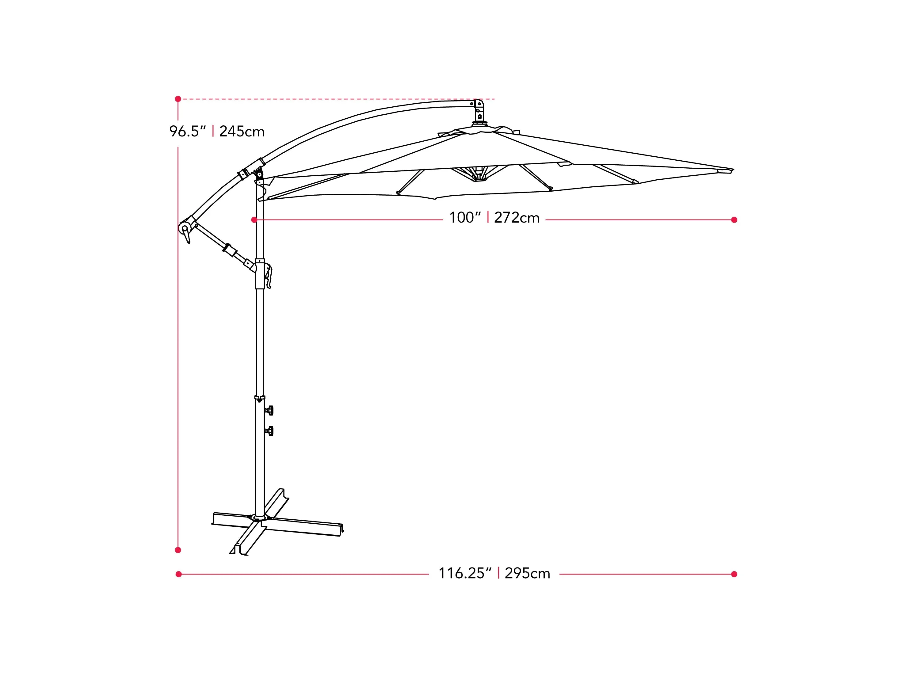 9ft Navy Blue Cantilever Umbrella