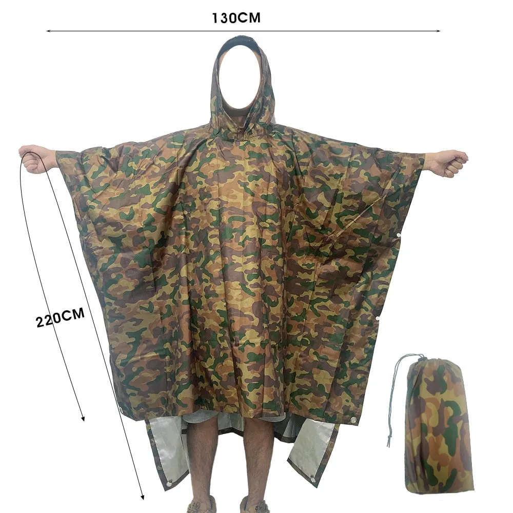 Advbridge Portable Multifunctional 3 In 1 Rain Coat Hiking Camping Raincoat Poncho Mat Awning Durable Outdoor Activity Rain Gear Supplie