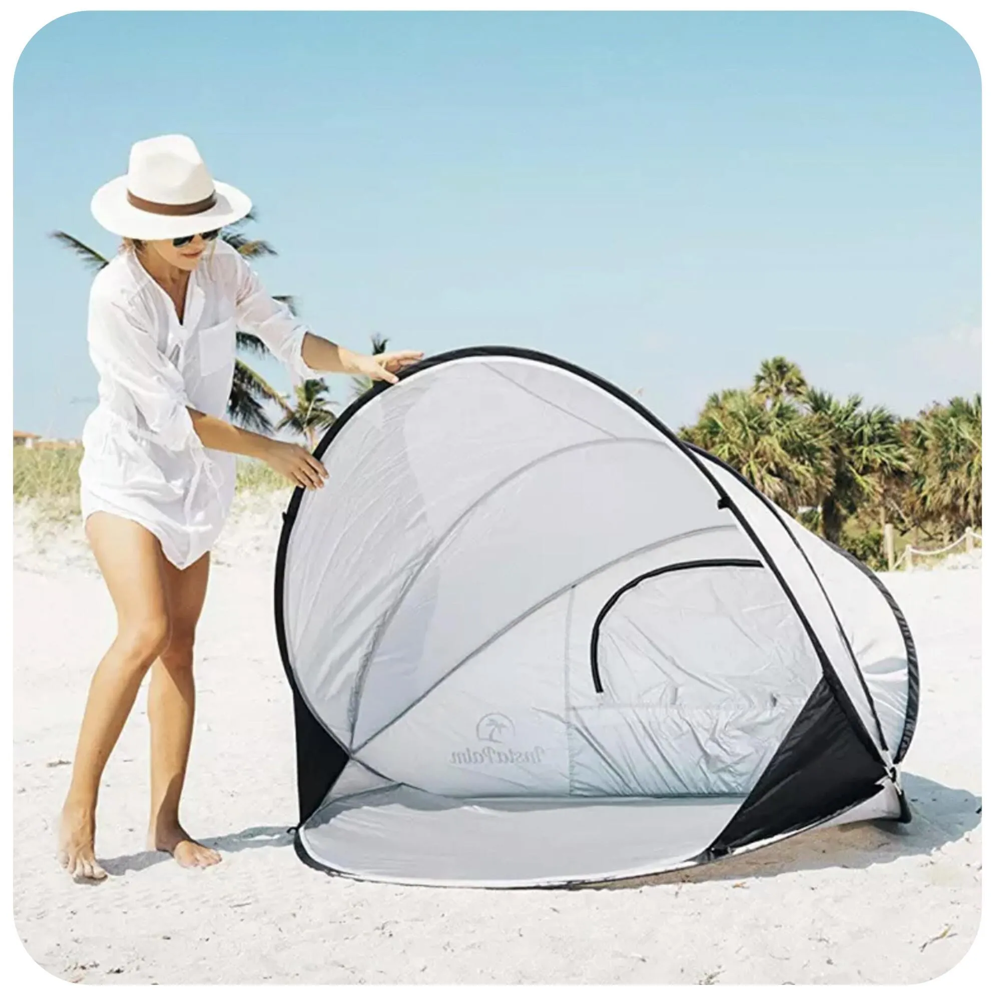 Beach tent Deryan Pop Up XXL, silver