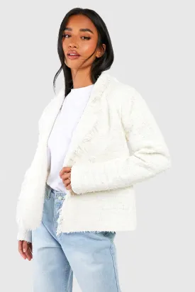 Boohoo Small Double Breasted Jacket, Ivory