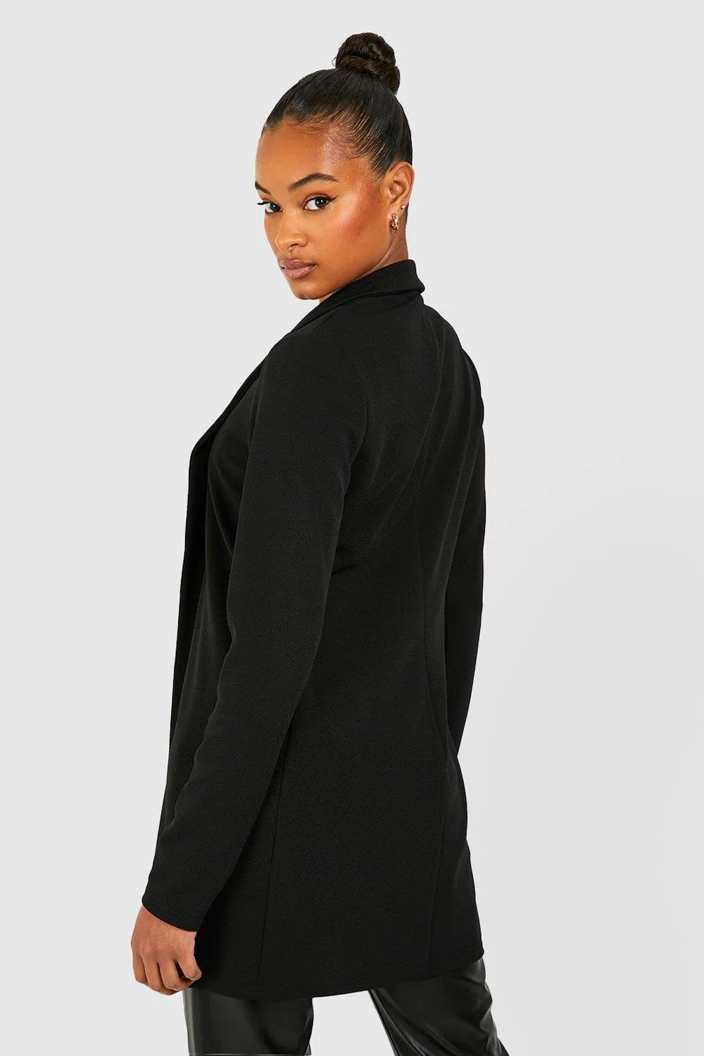 Boohoo Tall Basic Fitted Jersey Jacket, Black