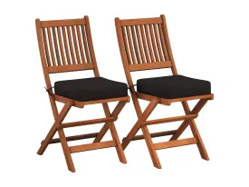 Brown Outdoor Wood Folding Chairs, Set of 2