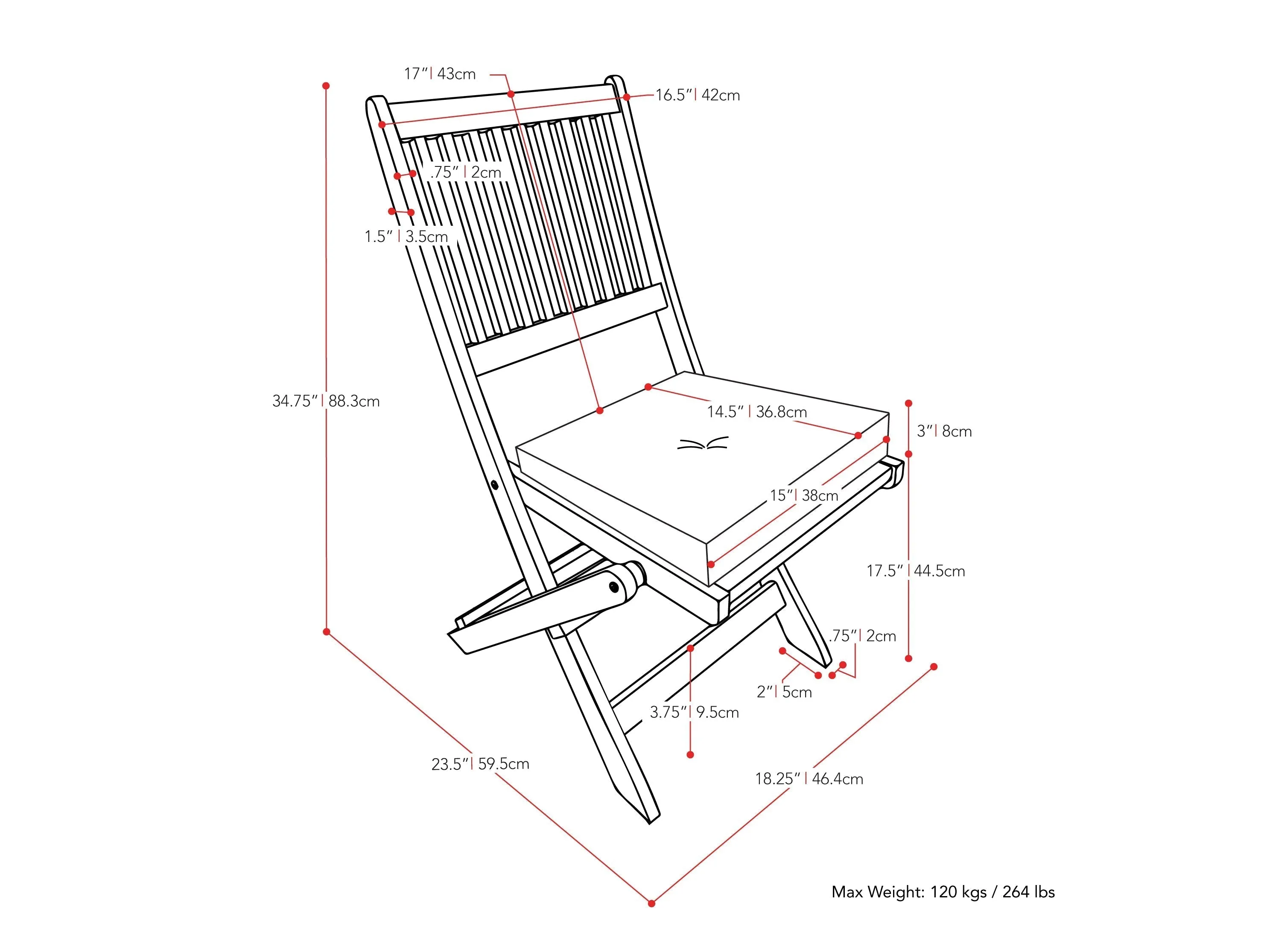 Brown Outdoor Wood Folding Chairs, Set of 2