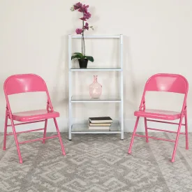 Bubblegum Pink Folding Chair 2-HF3-PINK-GG