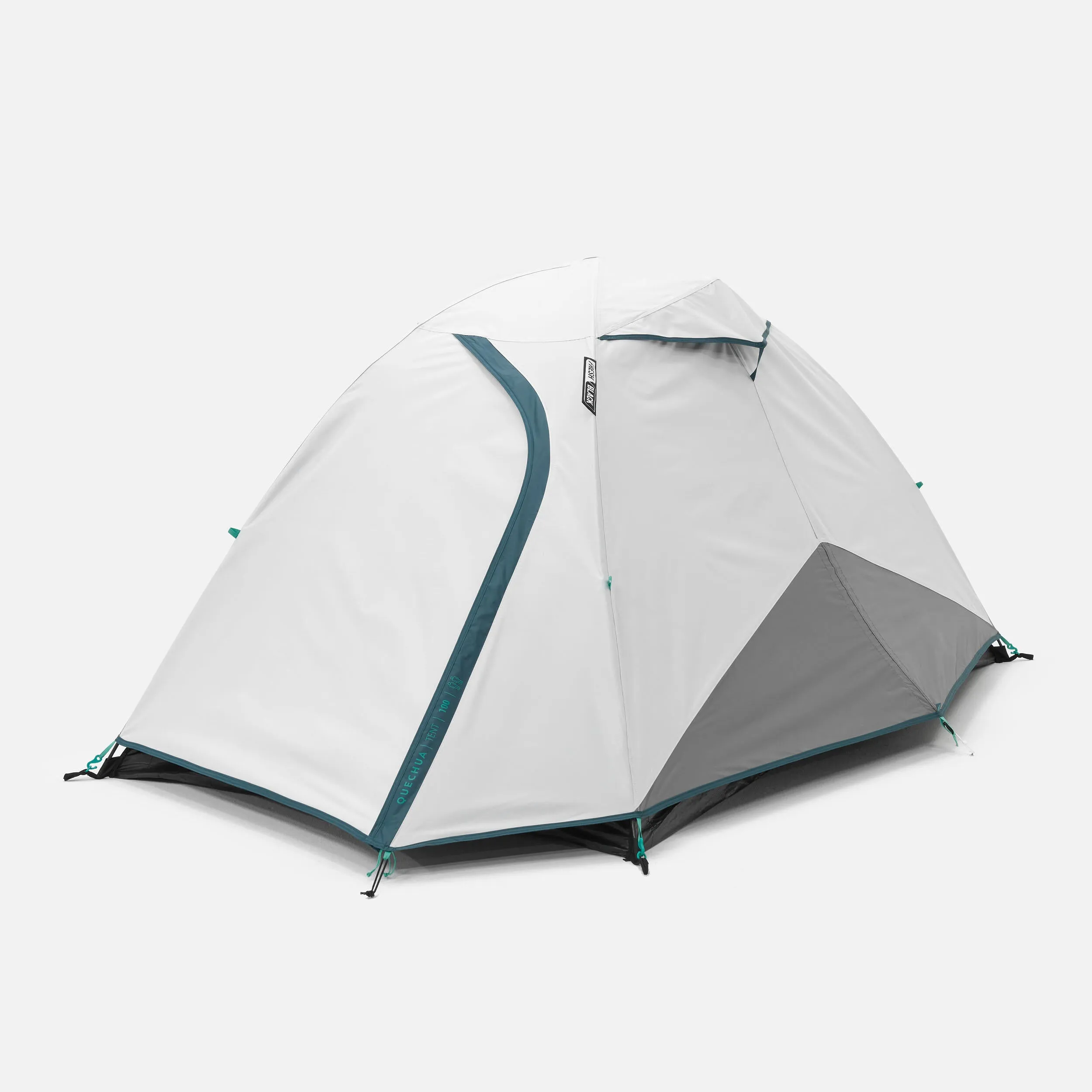 Camping tent 2-person Quechua Fresh & Black MH100, white/gray/blue