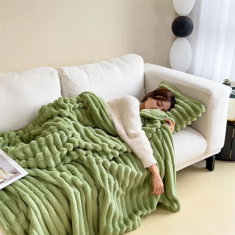 Cozy Ribbed Throw Blanket