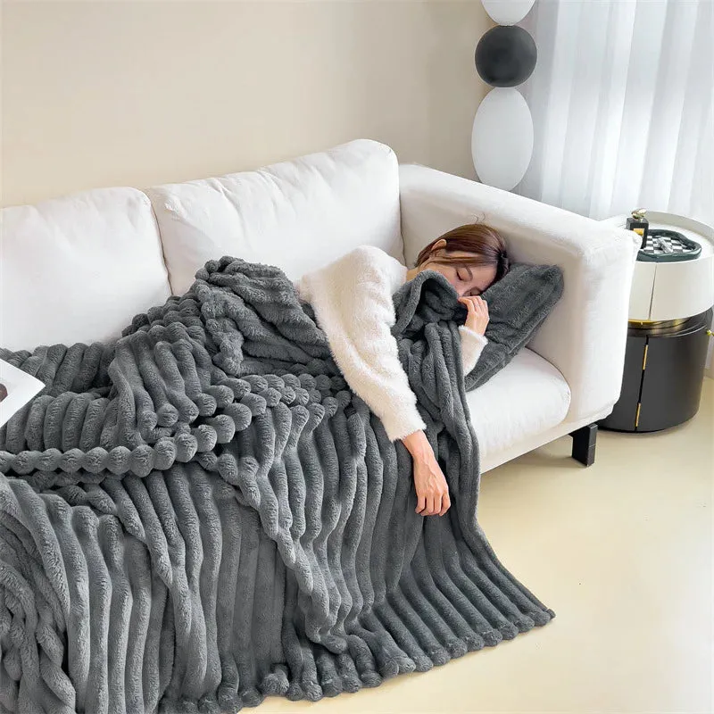 Cozy Ribbed Throw Blanket