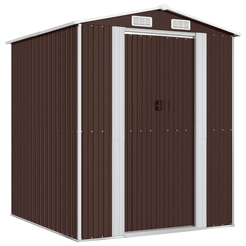 Garden Shed Dark Brown 192x191x223 cm Galvanised Steel