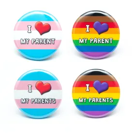 I Love My Parent(s) pride ally buttons