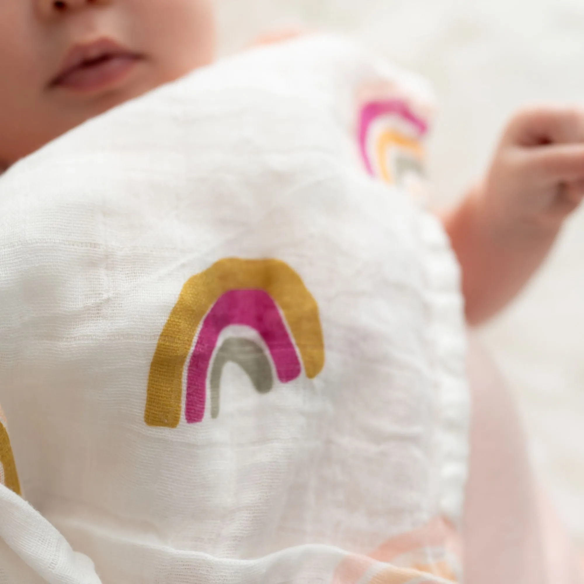 Large Swaddle 'Rainbow' Print Cotton Ziggle