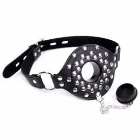 Leather Studded Open Mouth Feeding Gag