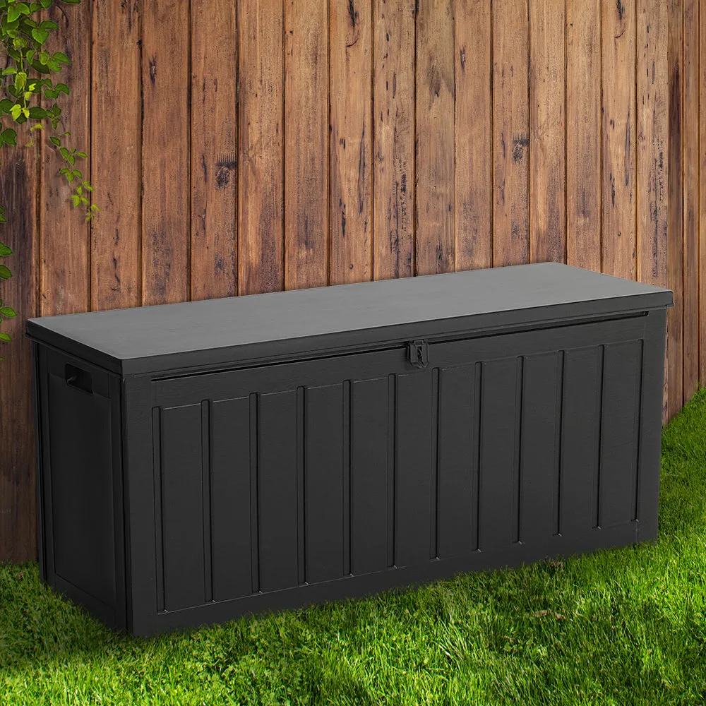 Lockable 240L Outdoor Storage Box, Bench, Black - Gardeon