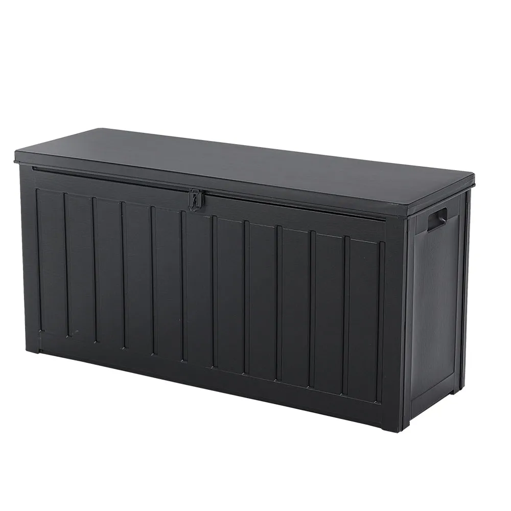 Lockable 240L Outdoor Storage Box, Bench, Black - Gardeon