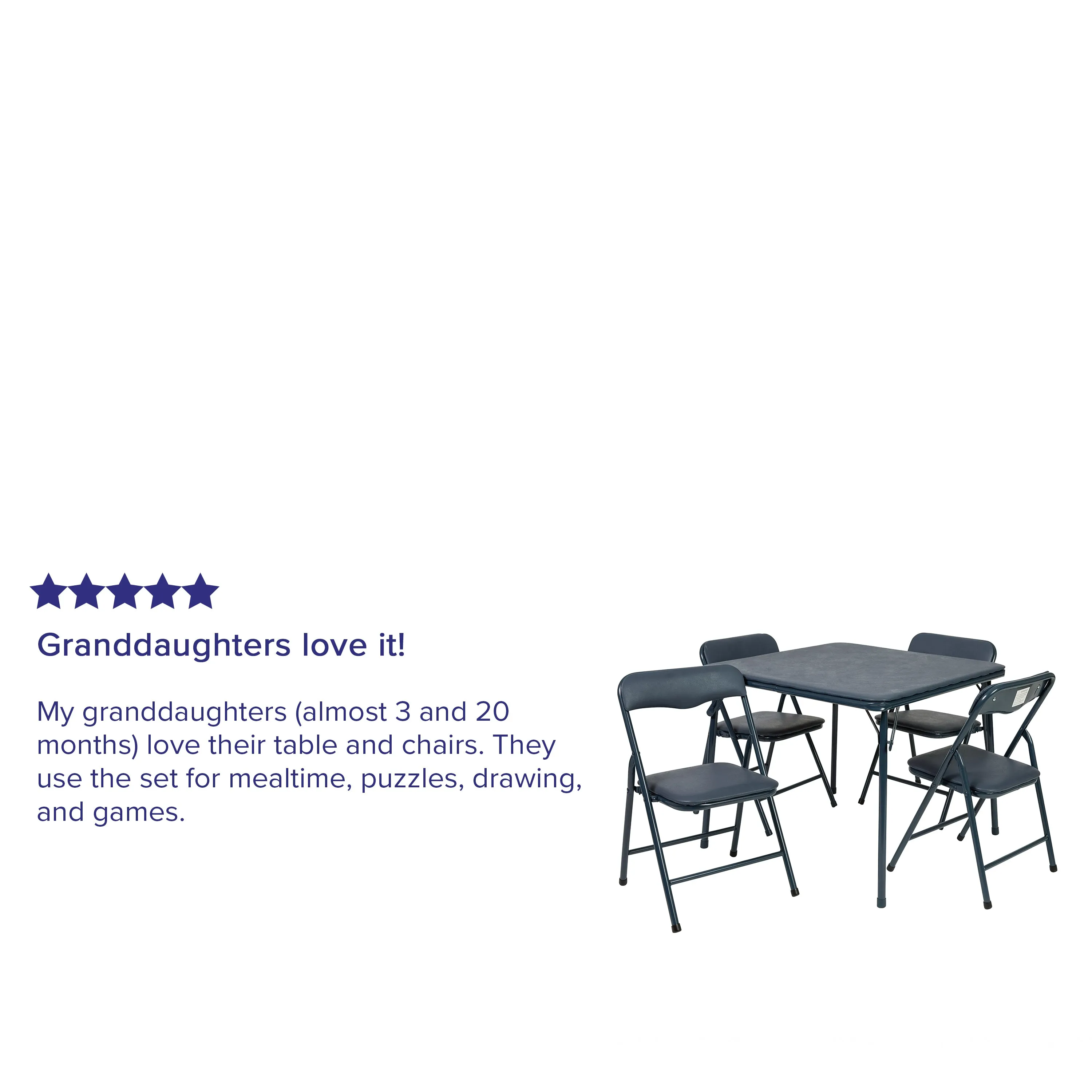 Navy Kid Folding Table Set JB-9-KID-NV-GG