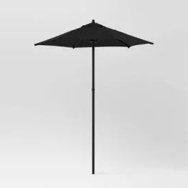 New - 6' Round Outdoor Patio Market Umbrella Black with Black Pole - Room Essentials