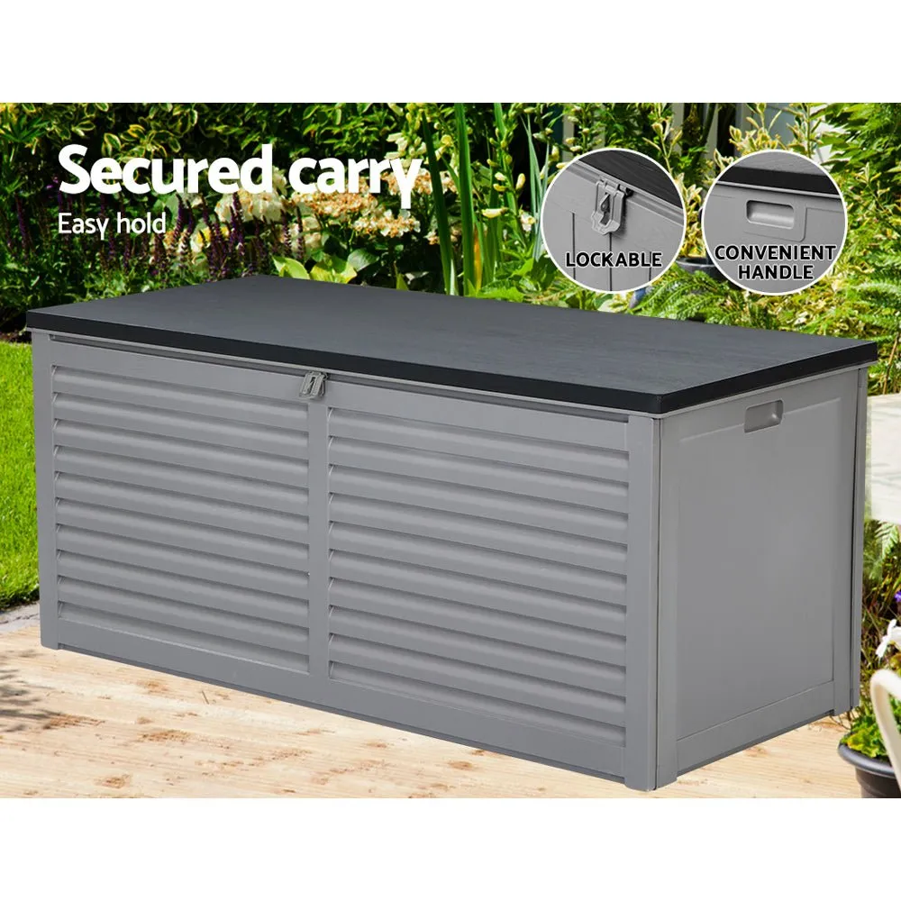 Outdoor Storage Box 490L Container Lockable Garden Bench Tools Toy Shed Black