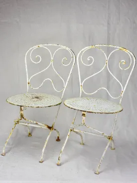 Pair of early 20th Century French children's folding garden chairs - white