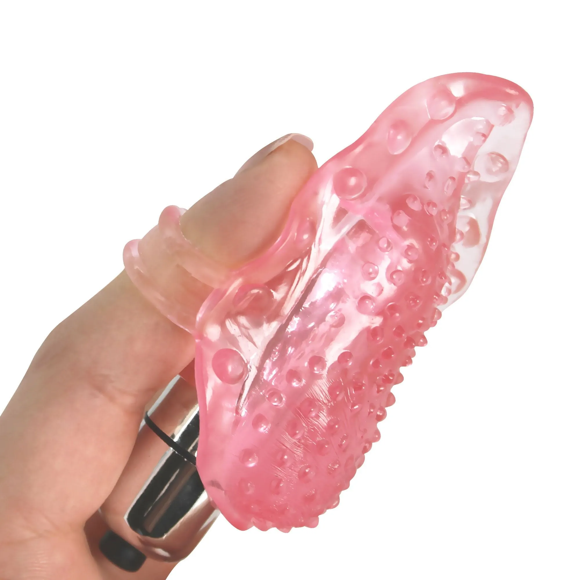 Vibrating Tongue Finger Sleeve with Clit Bullet